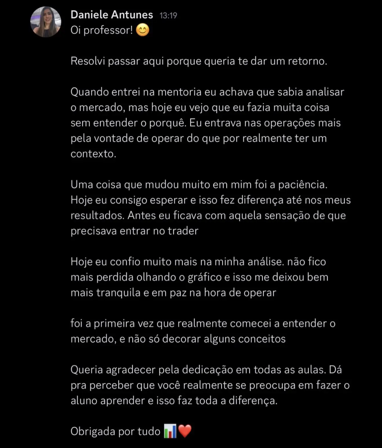 Feedback de Daniele sobre a Mentoria Individual de Gean Patrick