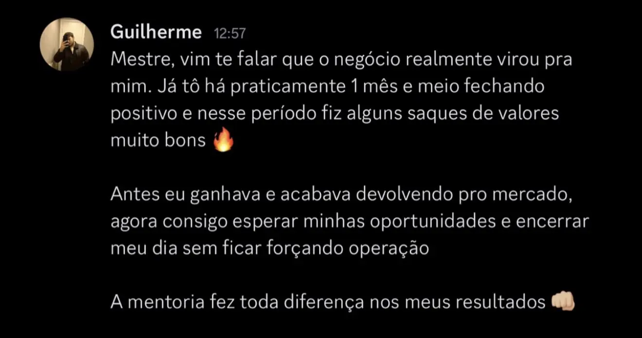 Feedback de Guilherme sobre a Mentoria Individual de Gean Patrick