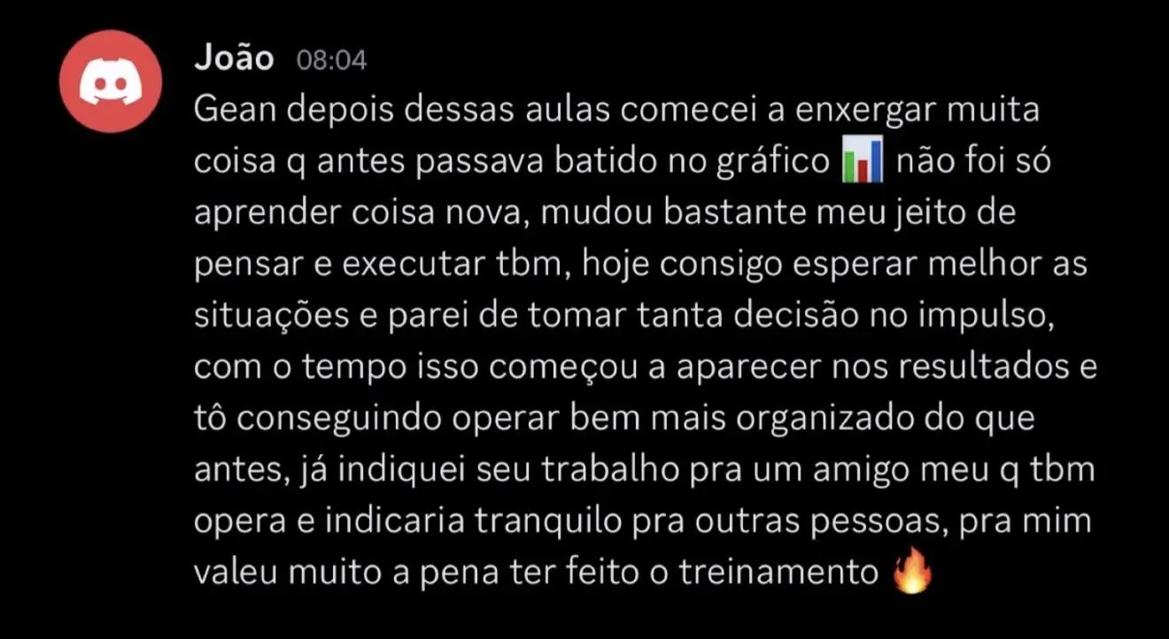Feedback de João sobre a Mentoria Individual de Gean Patrick