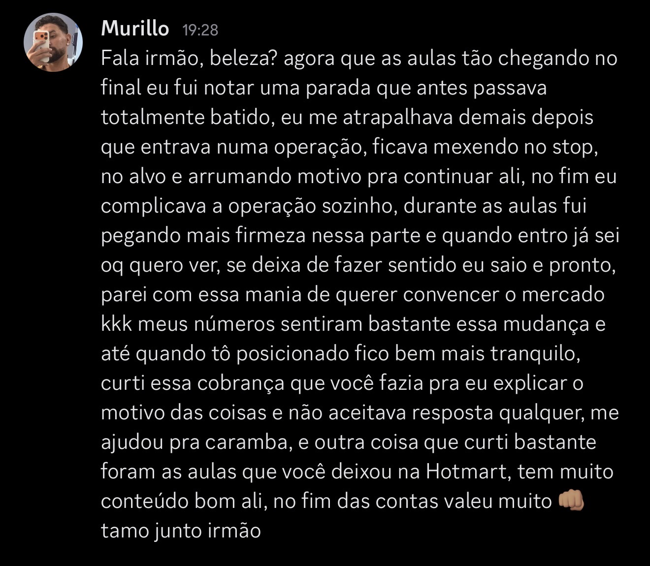 Feedback de Murillo sobre a Mentoria Individual de Gean Patrick